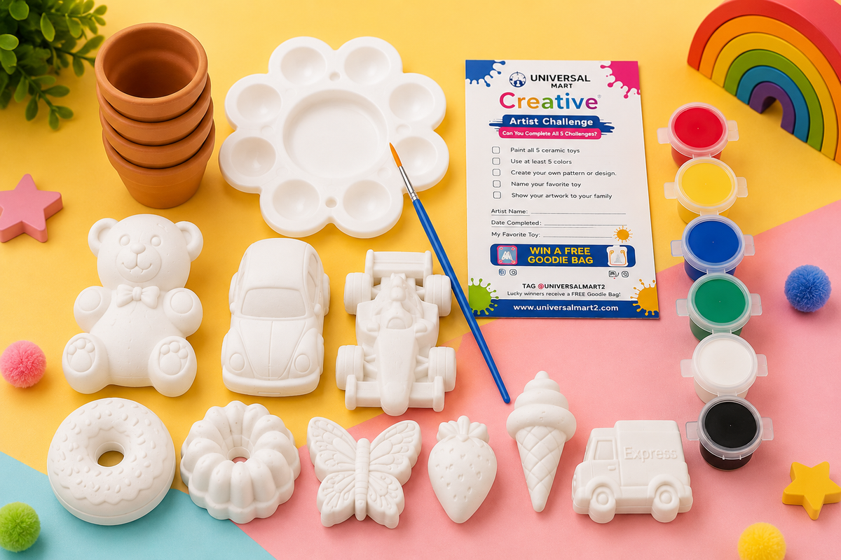 Kids Clay Pot & Ceramic Painting Kit | DIY Art & Craft Activity Set