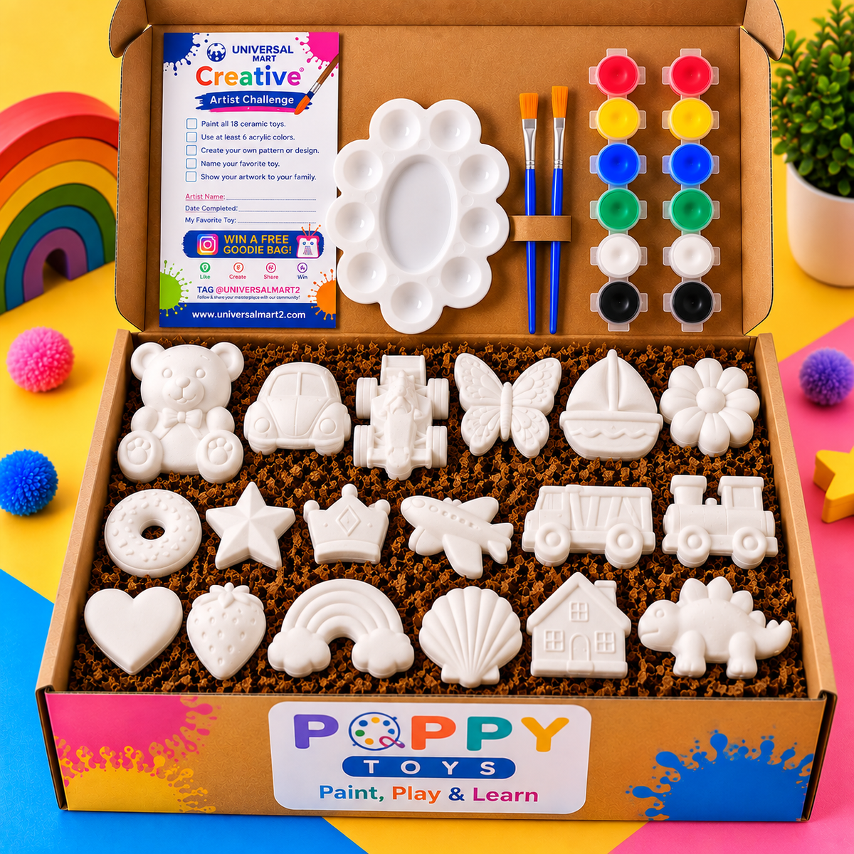 Poppy Toys Premium Ceramic Painting Kit for Kids – DIY Art & Craft Set