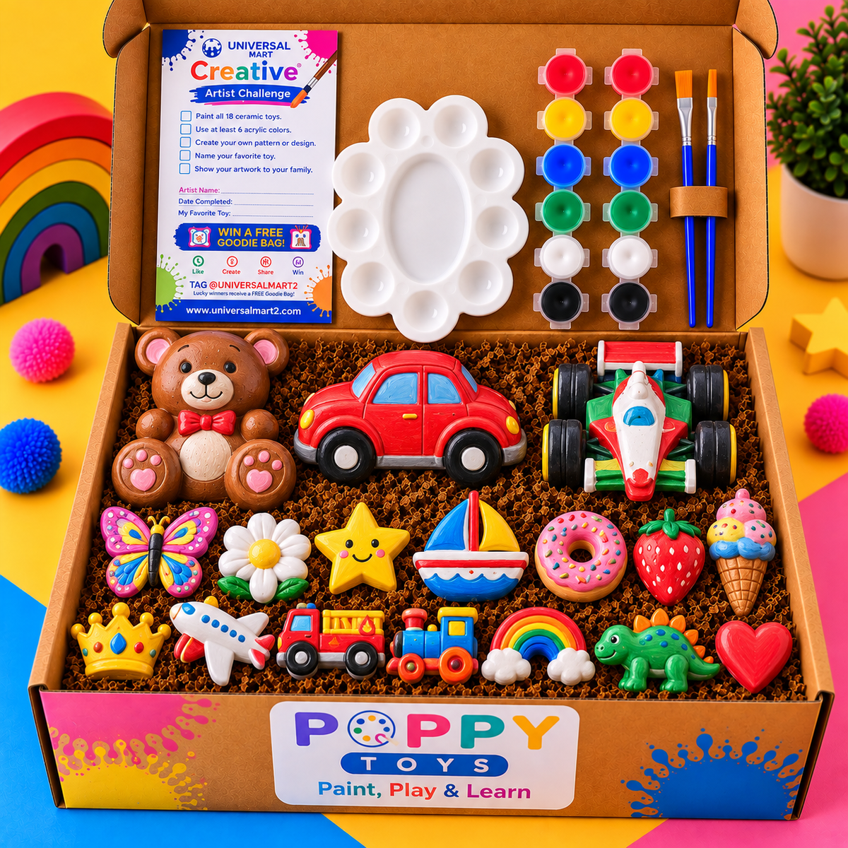 Poppy Toys Premium Ceramic Painting Kit for Kids – DIY Art & Craft Set