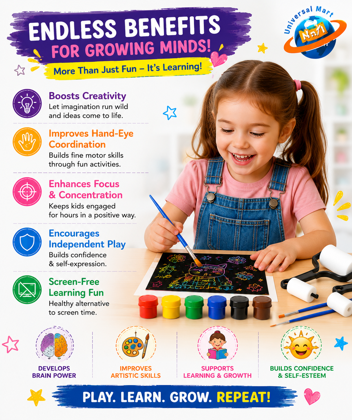 Educational art and craft kit for kids that boosts creativity and focus