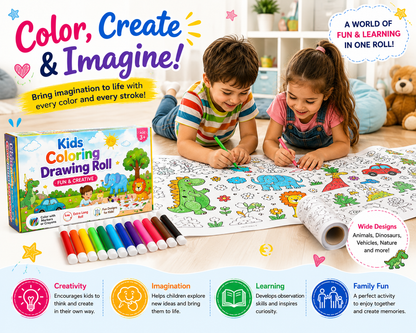 Kids Coloring Drawing Roll with Color Markers | Educational Activity