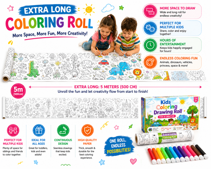 Kids Coloring Drawing Roll with Color Markers | Educational Activity