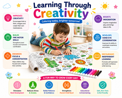 Kids Coloring Drawing Roll with Color Markers | Educational Activity