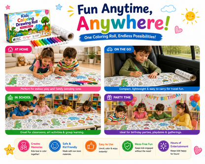 Kids Coloring Drawing Roll with Color Markers | Educational Activity