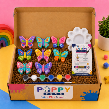 Poppy Toys 8-Piece Butterfly Painting Kit for Kids & Art Lovers
