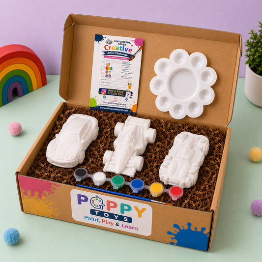 Poppy Toys 3-Piece Car Painting Kit with 12 Acrylic Colors