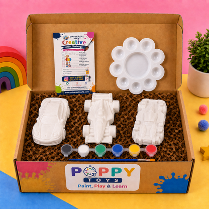 Poppy Toys 3-Piece Car Painting Kit with 12 Acrylic Colors
