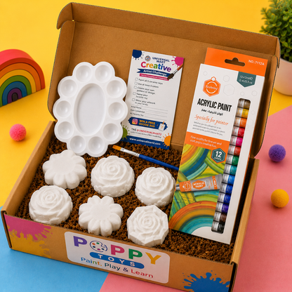 Poppy Toys Kids Flower Painting Kit – 6 Pcs Creative Paint & Play Set