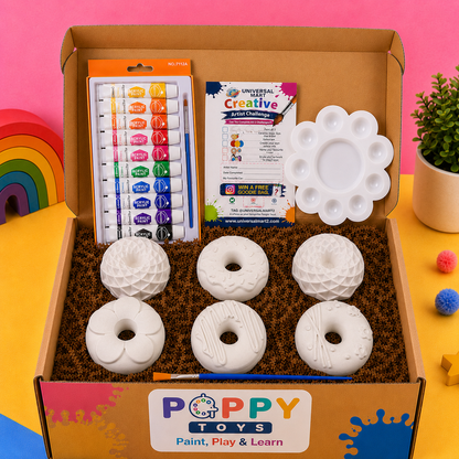 Poppy Toys 6-Piece Donut Painting Kit for Kids & Art Lovers