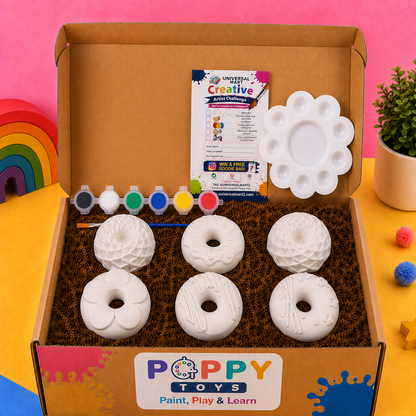 Poppy Toys 6-Piece Donut Painting Kit for Kids & Art Lovers