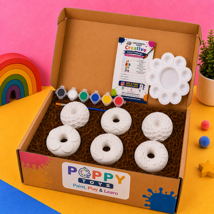 Poppy Toys 6-Piece Donut Painting Kit for Kids & Art Lovers