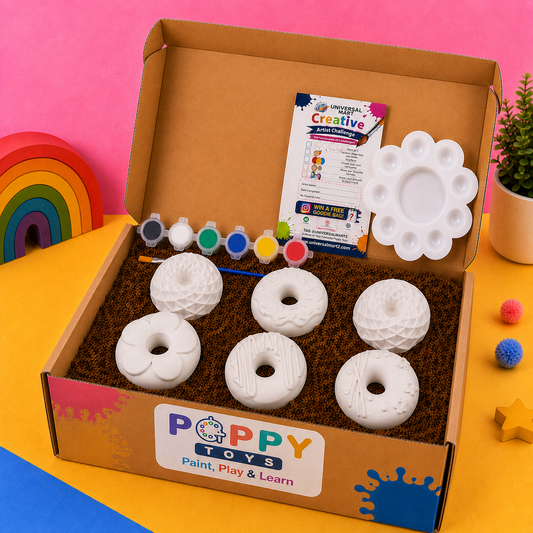 Poppy Toys 6-Piece Donut Painting Kit for Kids & Art Lovers