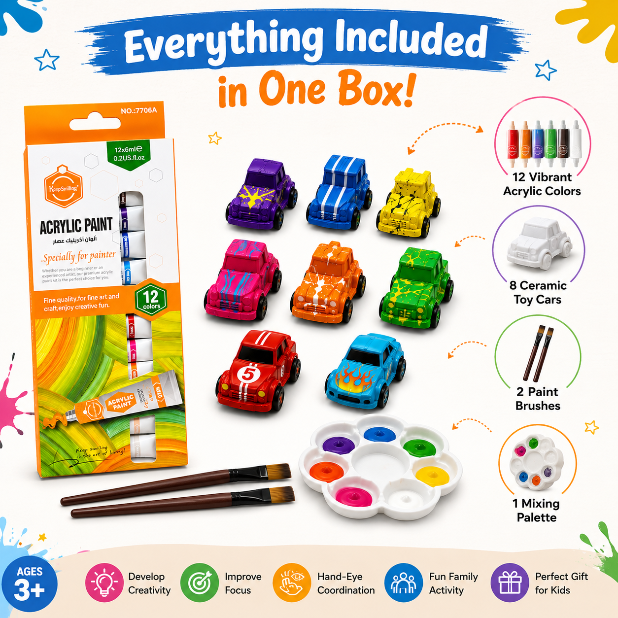 DIY ceramic toy cars with paint set