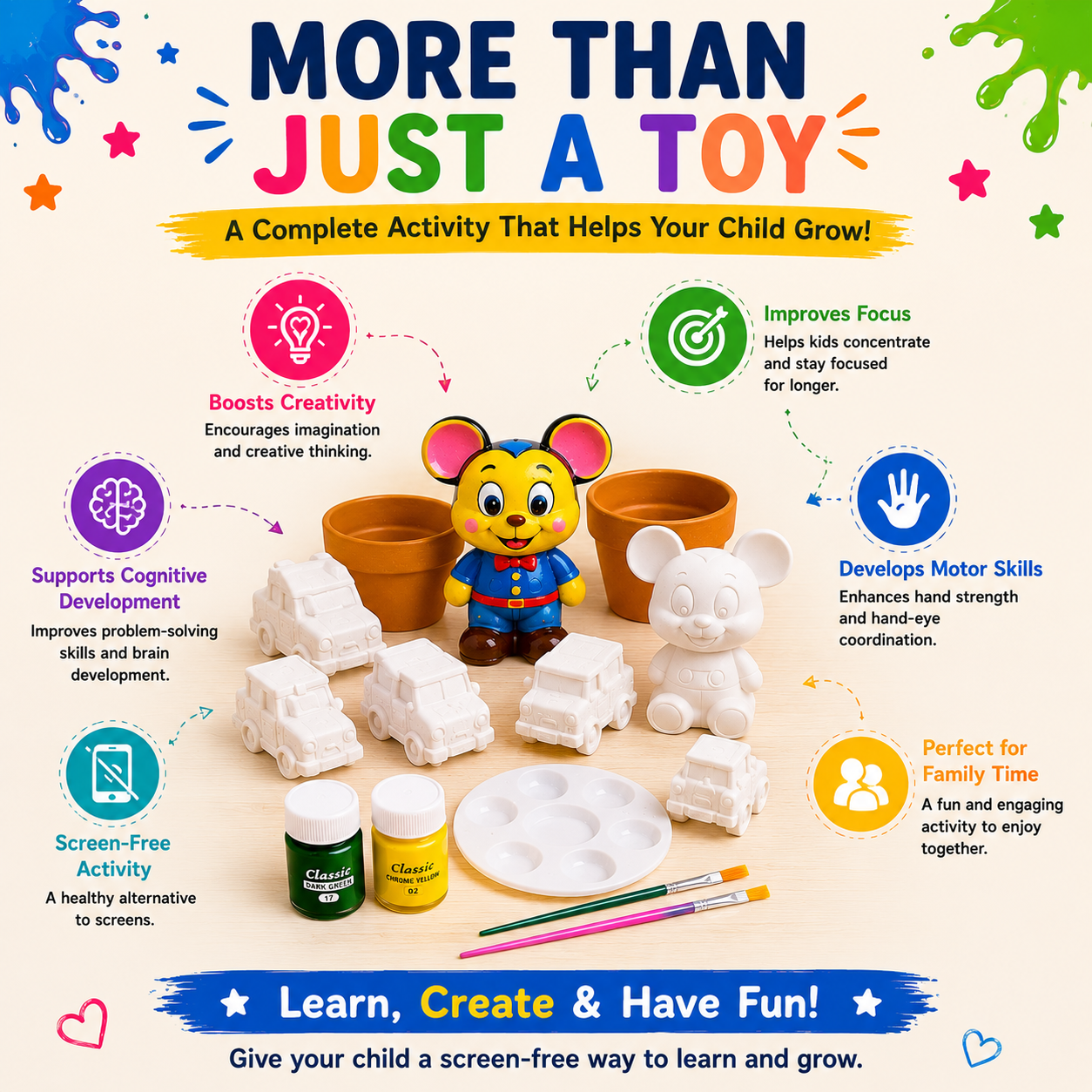 Educational ceramic toy painting kit that develops creativity and skills