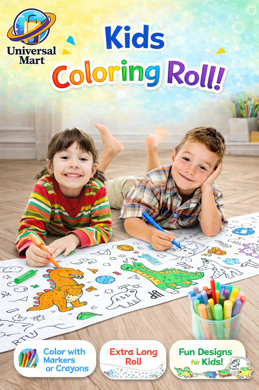 Childrens Coloring Drawing Roll with Color Markers