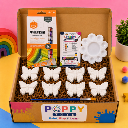 Poppy Toys 8-Piece Butterfly Painting Kit for Kids & Art Lovers