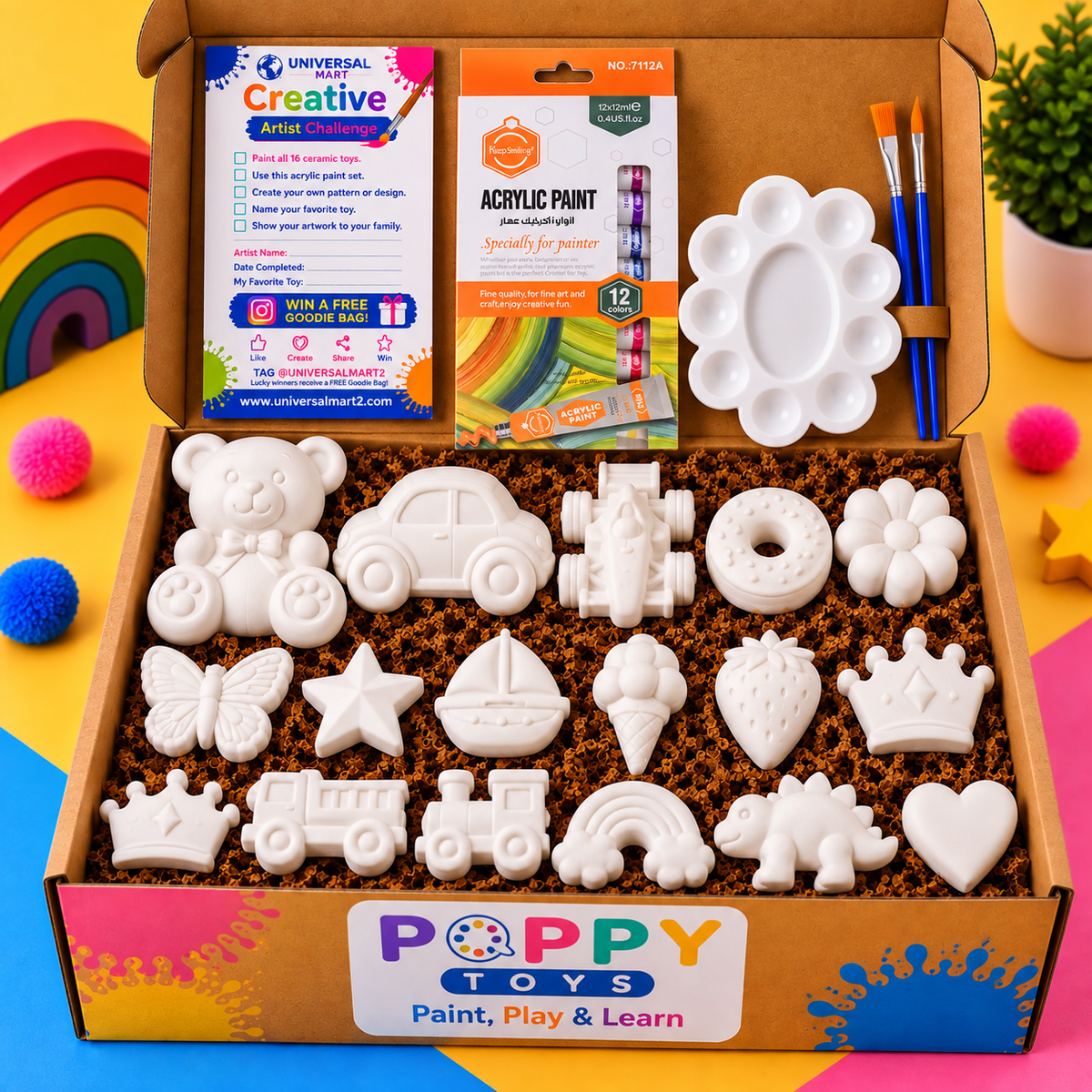 Poppy Toys Premium Ceramic Painting Kit for Kids – DIY Art & Craft Set