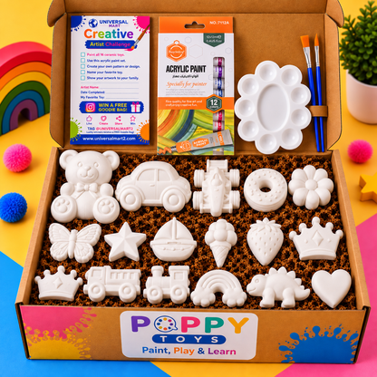 Poppy Toys Premium Ceramic Painting Kit for Kids – DIY Art & Craft Set