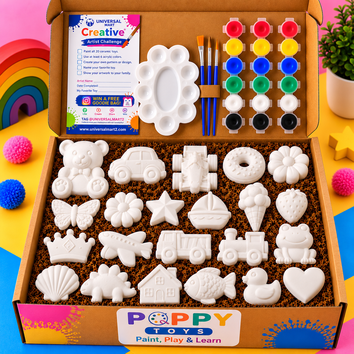 Poppy Toys Premium Ceramic Painting Kit for Kids – DIY Art & Craft Set