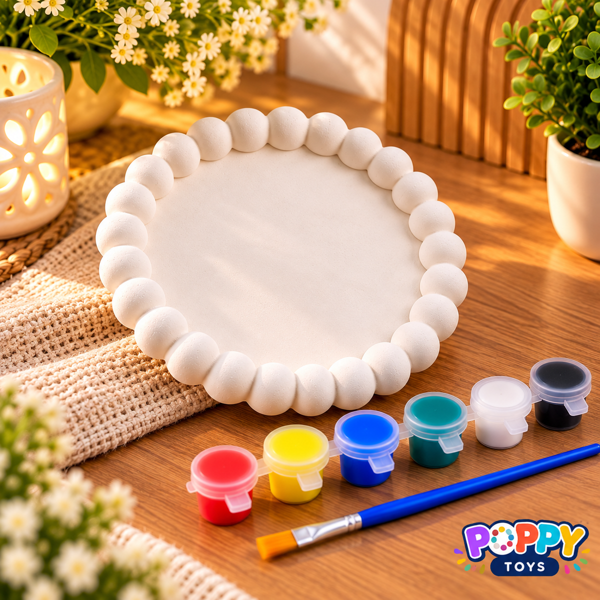 Poppy Toys Round Ceramic Painting Kit – DIY Art & Craft Set