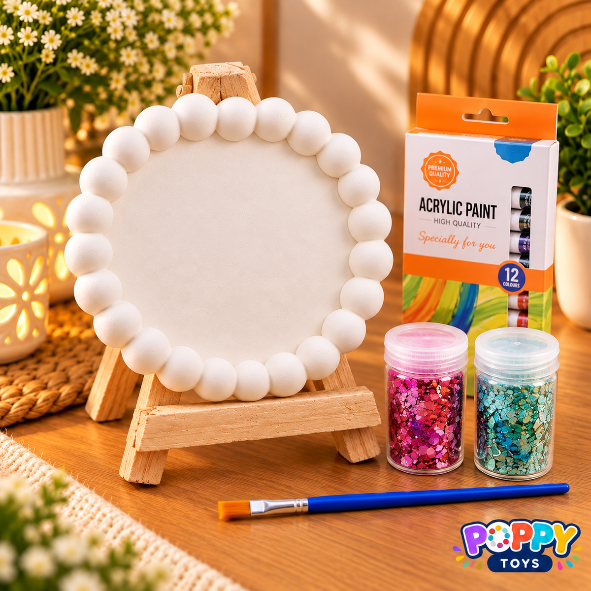 Poppy Toys Round Ceramic Painting Kit – DIY Art & Craft Set