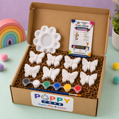 Poppy Toys 8-Piece Butterfly Painting Kit for Kids & Art Lovers